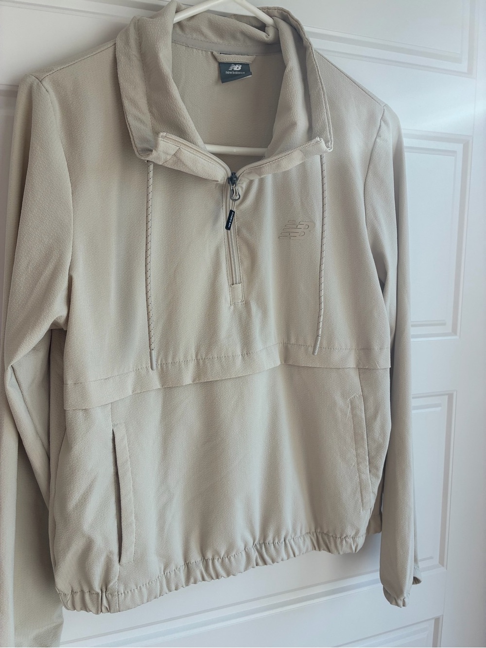 New Balance Women's Cream Half-Zip Pullover Bomber - Picture 3 of 4